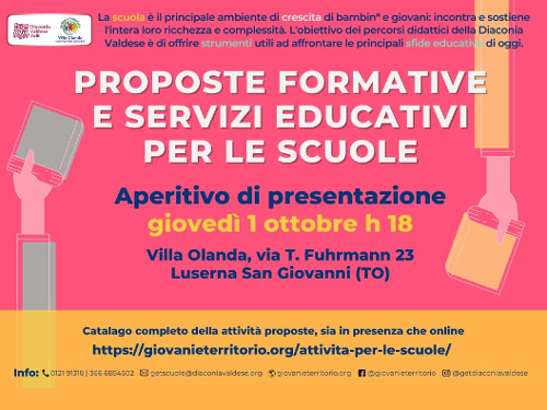 1 ottobre aperitivo informativo sulla attività didattica per scuole 