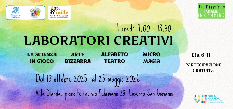 Il 13 ottobre ripartono i laboratori creativi a Villa Olanda